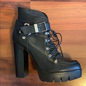 ZARA Lace Up Heeled Platform Boot